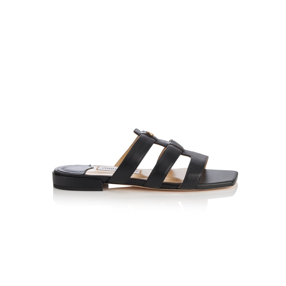 Jimmy Choo Black Sandals Minimalist Cage Design